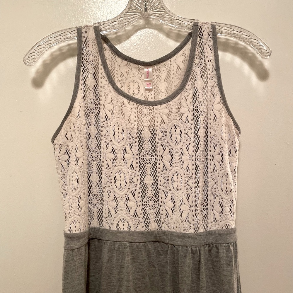 White & Grey Maxi Dress: Medium